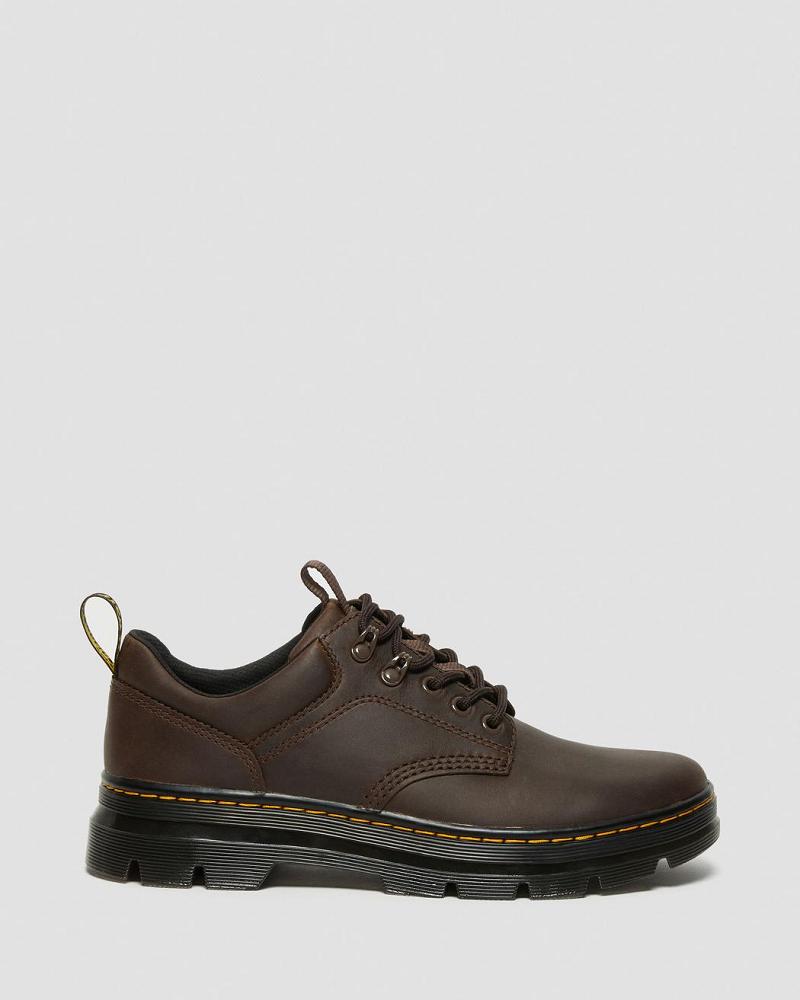 Dark / Brown Women's Dr Martens Reeder Crazy Horse Leather Utility Casual Shoes | CA 101HAP